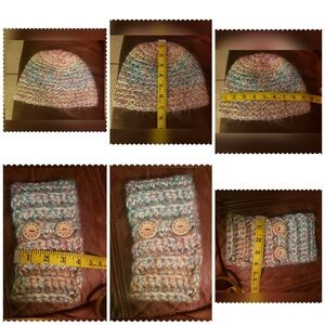 Multicolor Knit Hat and Ear warmers headbands